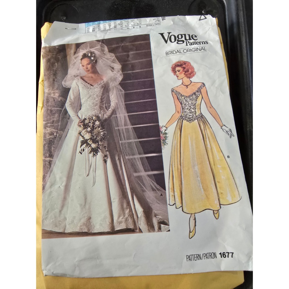 Vogue Patterns 1677 Bridal Original Misses Wedding Dress Evening Gown Size 16